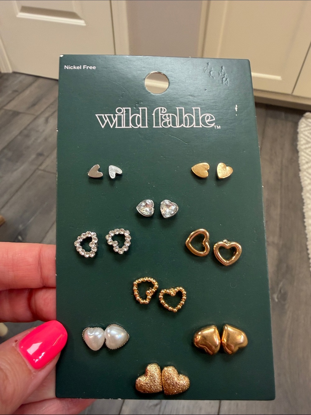 wild fable Gold & Silver Heart Earring Set